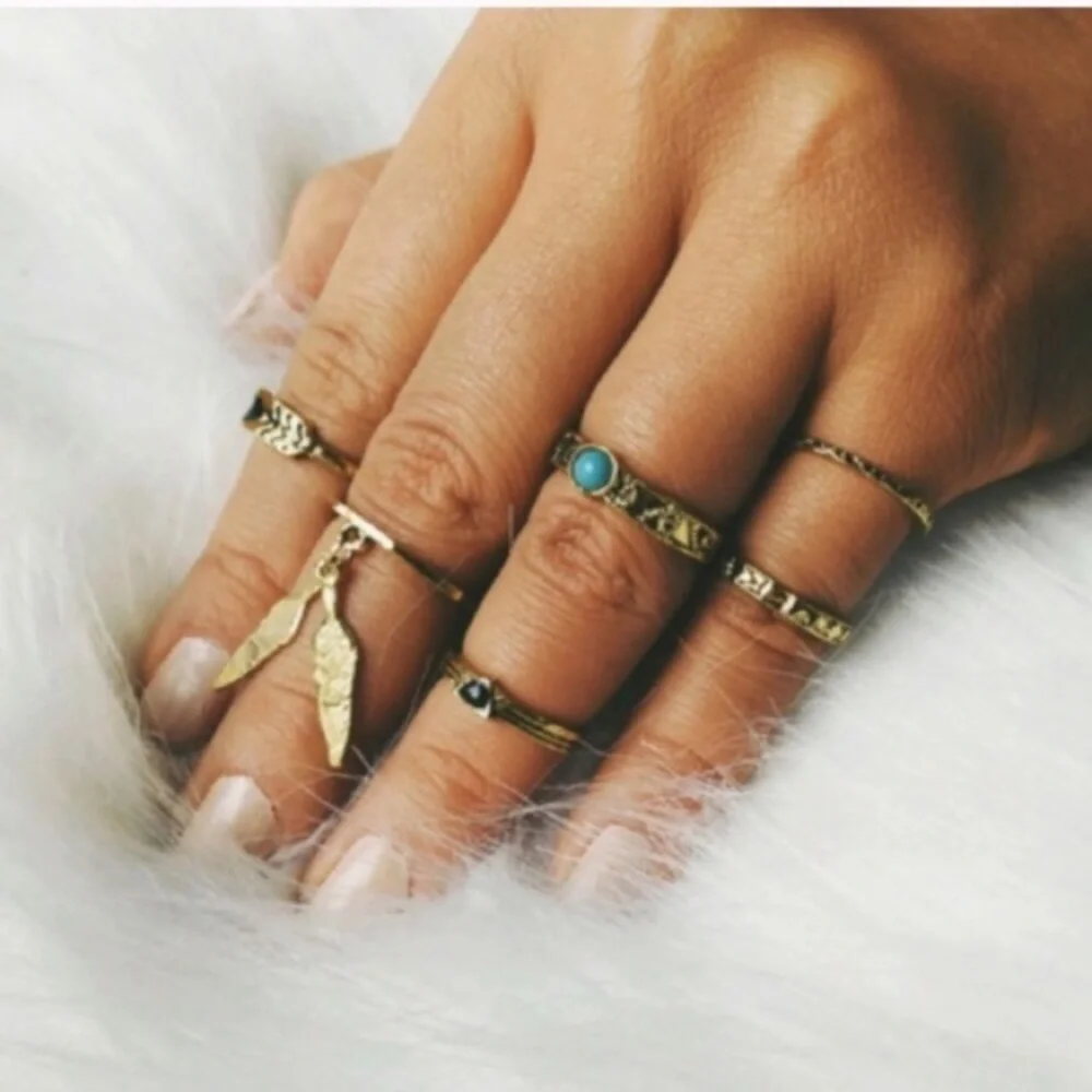 Set of 6 Boho Rings